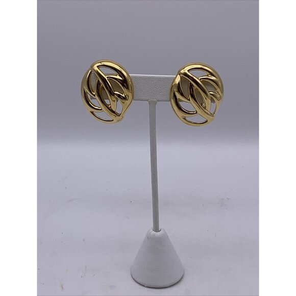 Vintage Signed Napier Gold Tone Earrings Adjustable Screw Back Signed - Picture 2 of 10